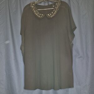 Torrid Black Blouse with Embellished Collar